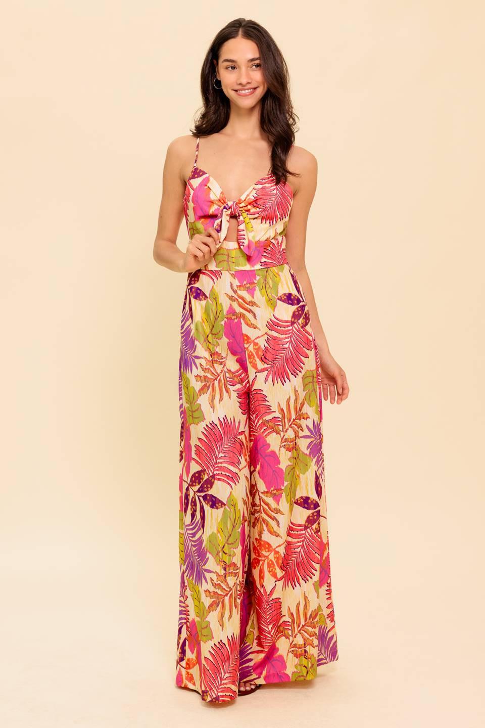 Safe Haven Pink Woven Jumpsuit in purple, view 2 — Soul Flow Apparel