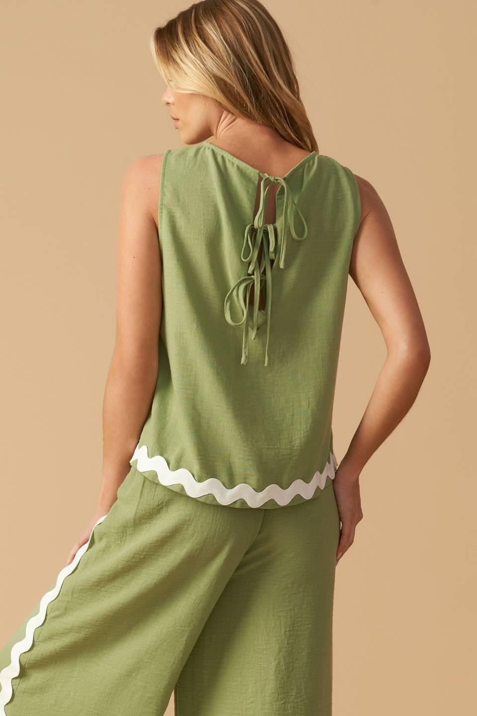 Drifting Currents Woven Pants in sage, view 4 — Soul Flow Apparel