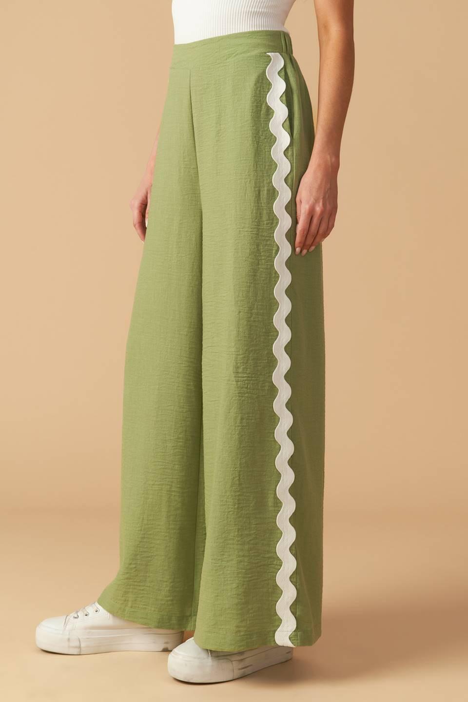 Drifting Currents Woven Pants in sage, view 8 — Soul Flow Apparel