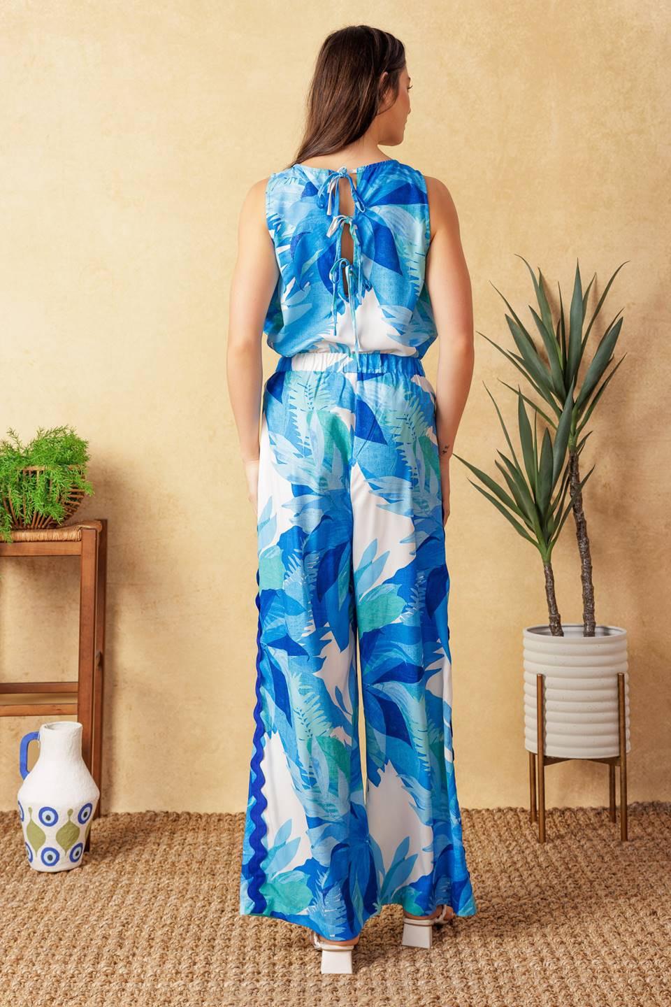 Days Go By Woven Pants in blue multi, view 8 — Soul Flow Apparel