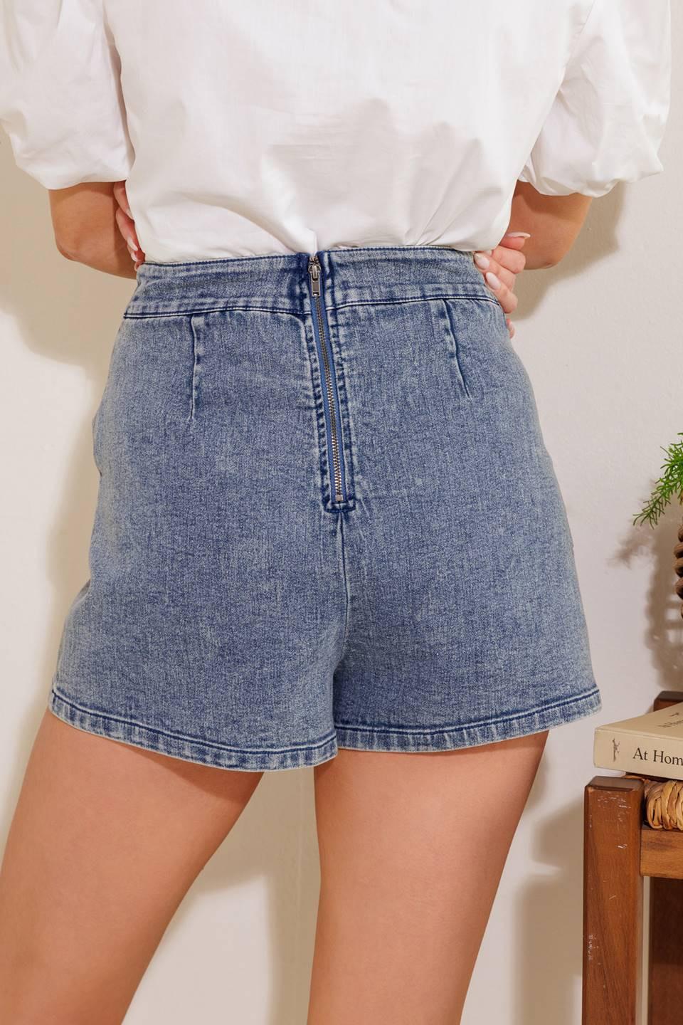 Distant Sun Denim Skort in acid, view 5 — Soul Flow Apparel