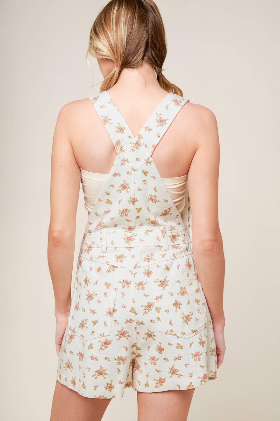 Invite Only Off White Woven Romper in off-white multi, view 8 — Soul Flow Apparel