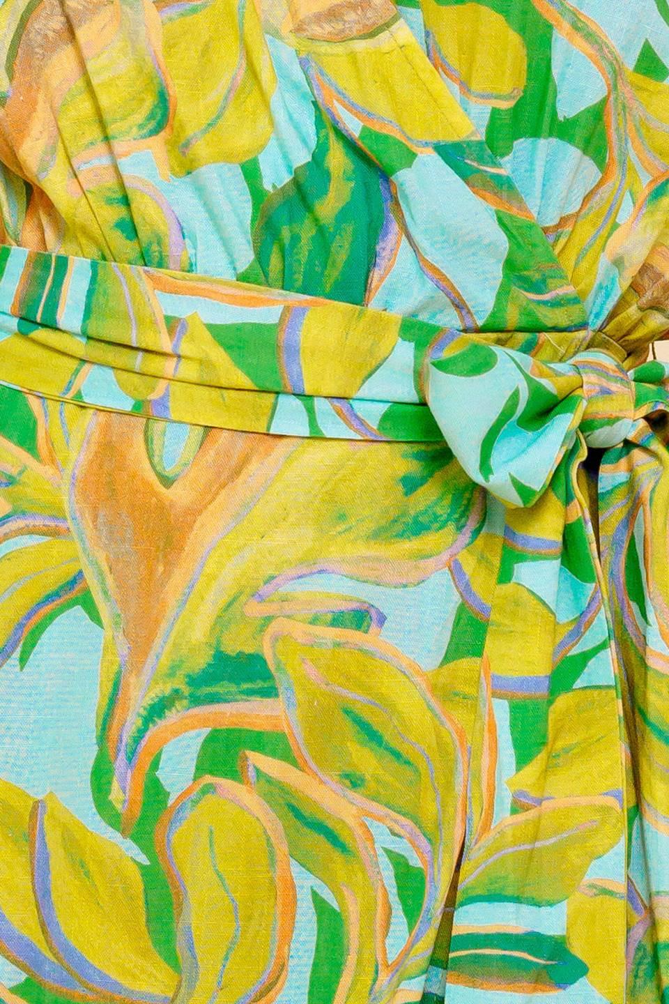 Slow Days Ahead Woven Skort in green multi, fabric swatch — Soul Flow Apparel