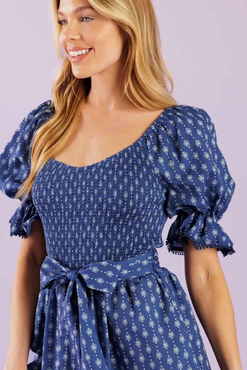 Stay on Your Mind Woven Romper in navy, view 4 — Soul Flow Apparel