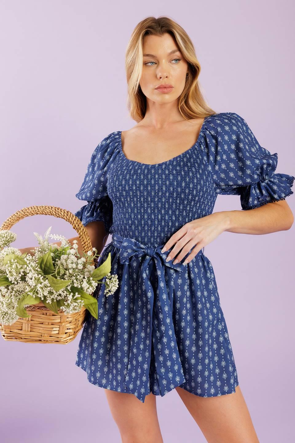 Stay on Your Mind Woven Romper in navy, view 6 — Soul Flow Apparel