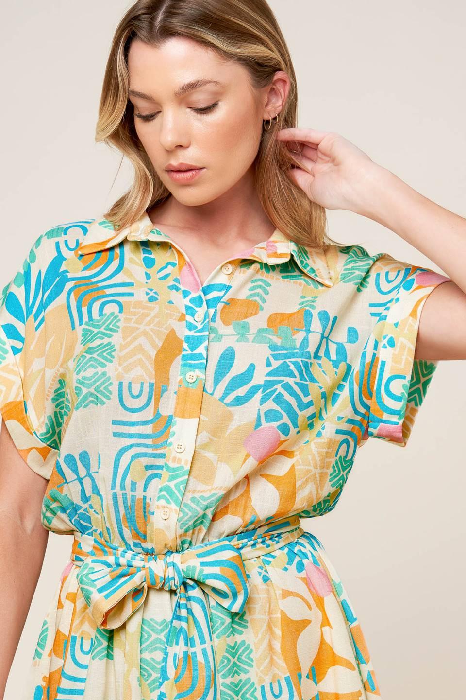 Something Special Woven Romper in off-white multi, view 7 — Soul Flow Apparel