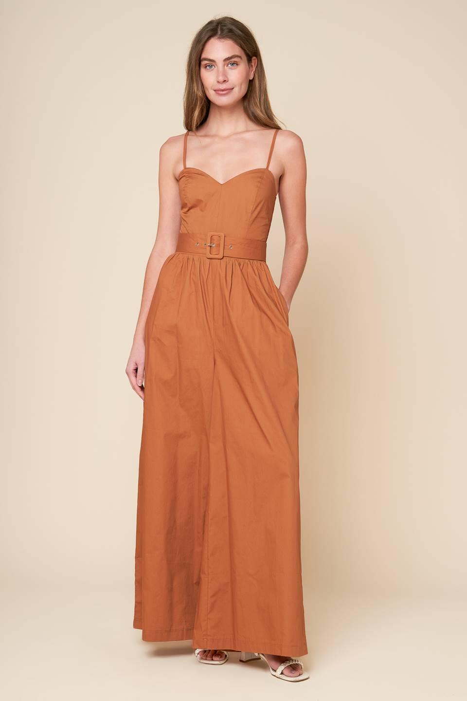 Elevated Icon Brown Woven Jumpsuit, view 1 — Soul Flow Apparel