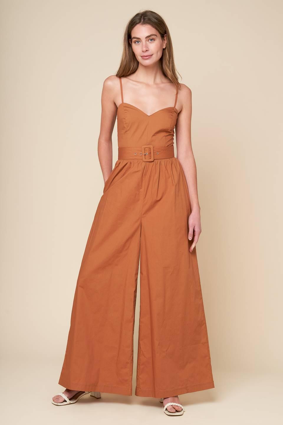 Elevated Icon Brown Woven Jumpsuit, view 4 — Soul Flow Apparel