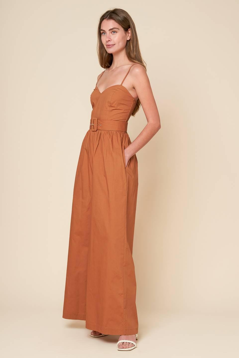 Elevated Icon Brown Woven Jumpsuit, view 5 — Soul Flow Apparel