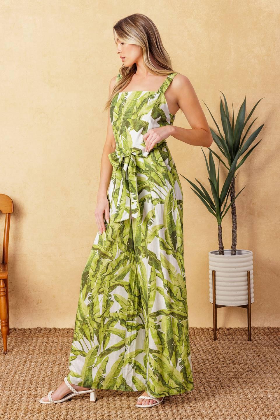 American Nights Woven Jumpsuit in ivory green, view 4 — Soul Flow Apparel
