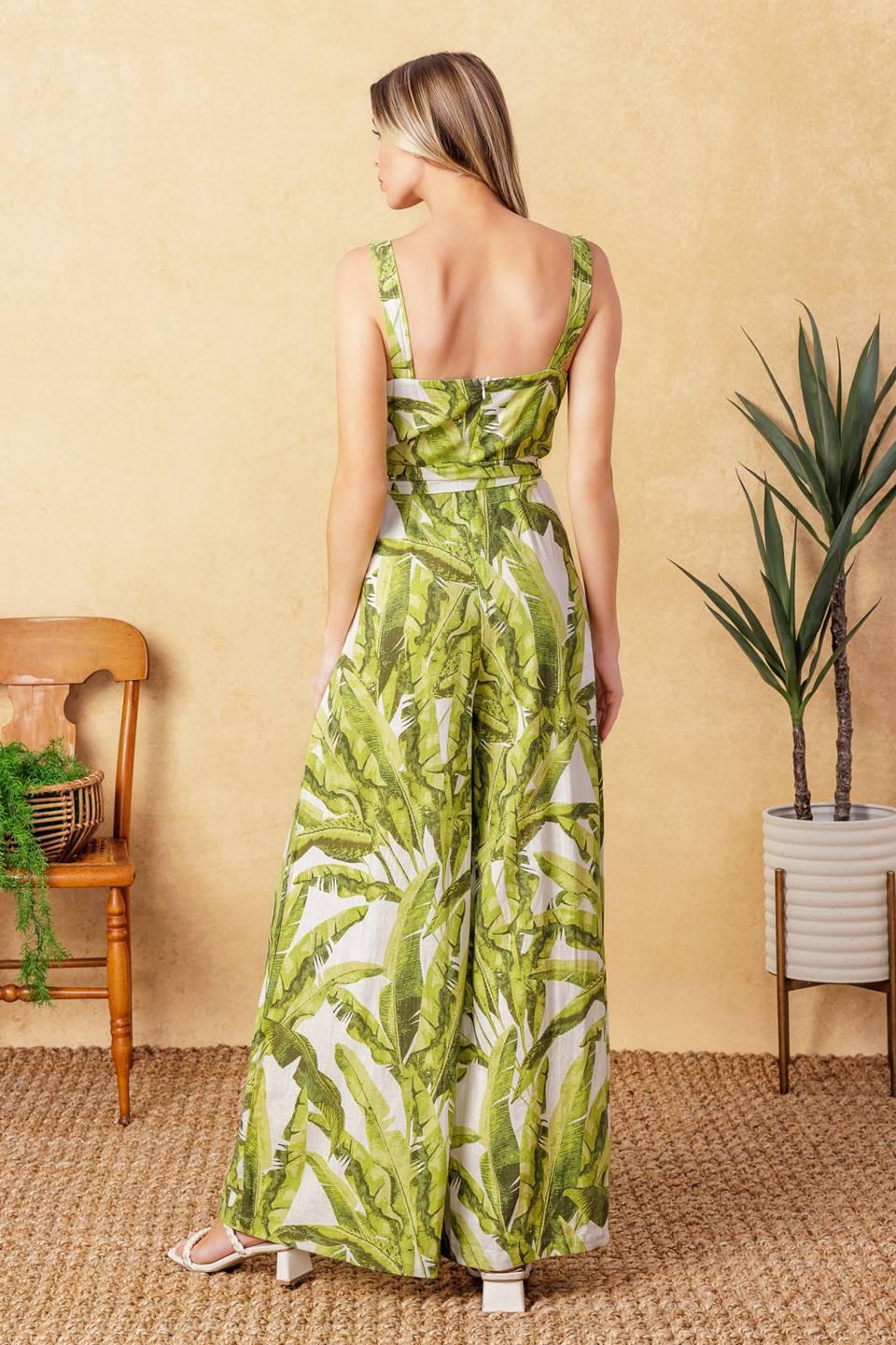 American Nights Woven Jumpsuit in ivory green, view 5 — Soul Flow Apparel