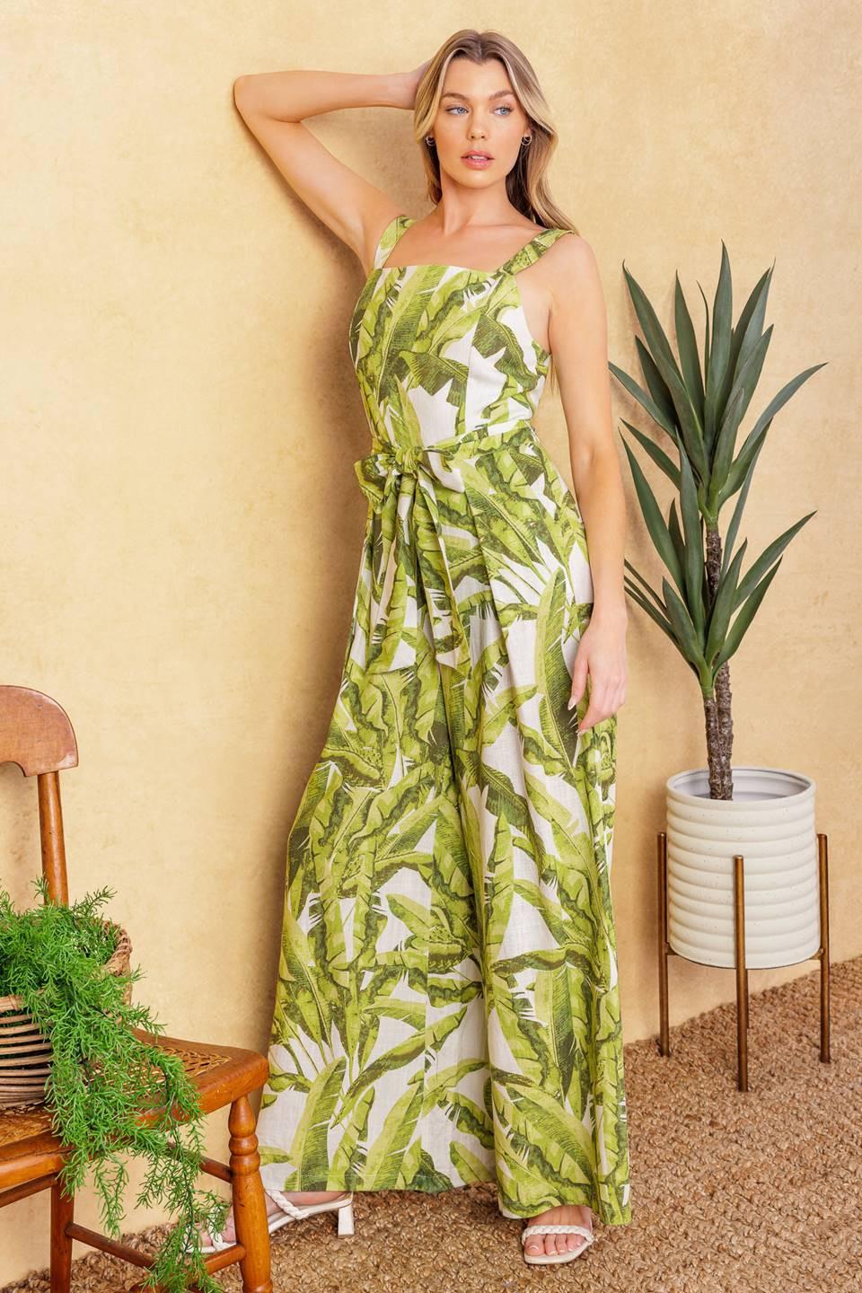American Nights Woven Jumpsuit in ivory green, view 6 — Soul Flow Apparel