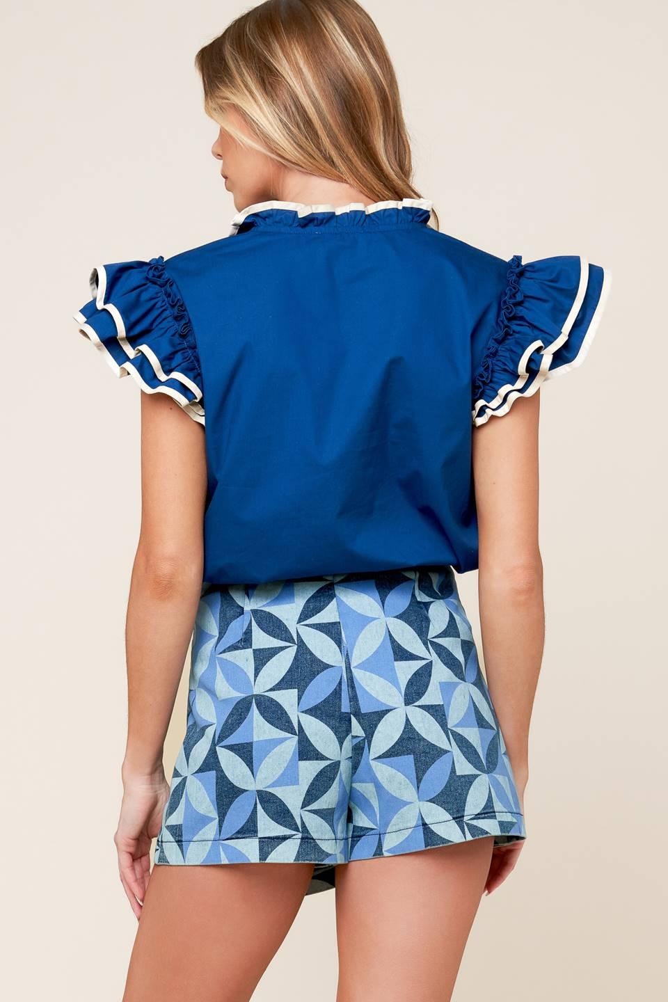 Enticing Darling Blue Denim Skort, view 4 — Soul Flow Apparel