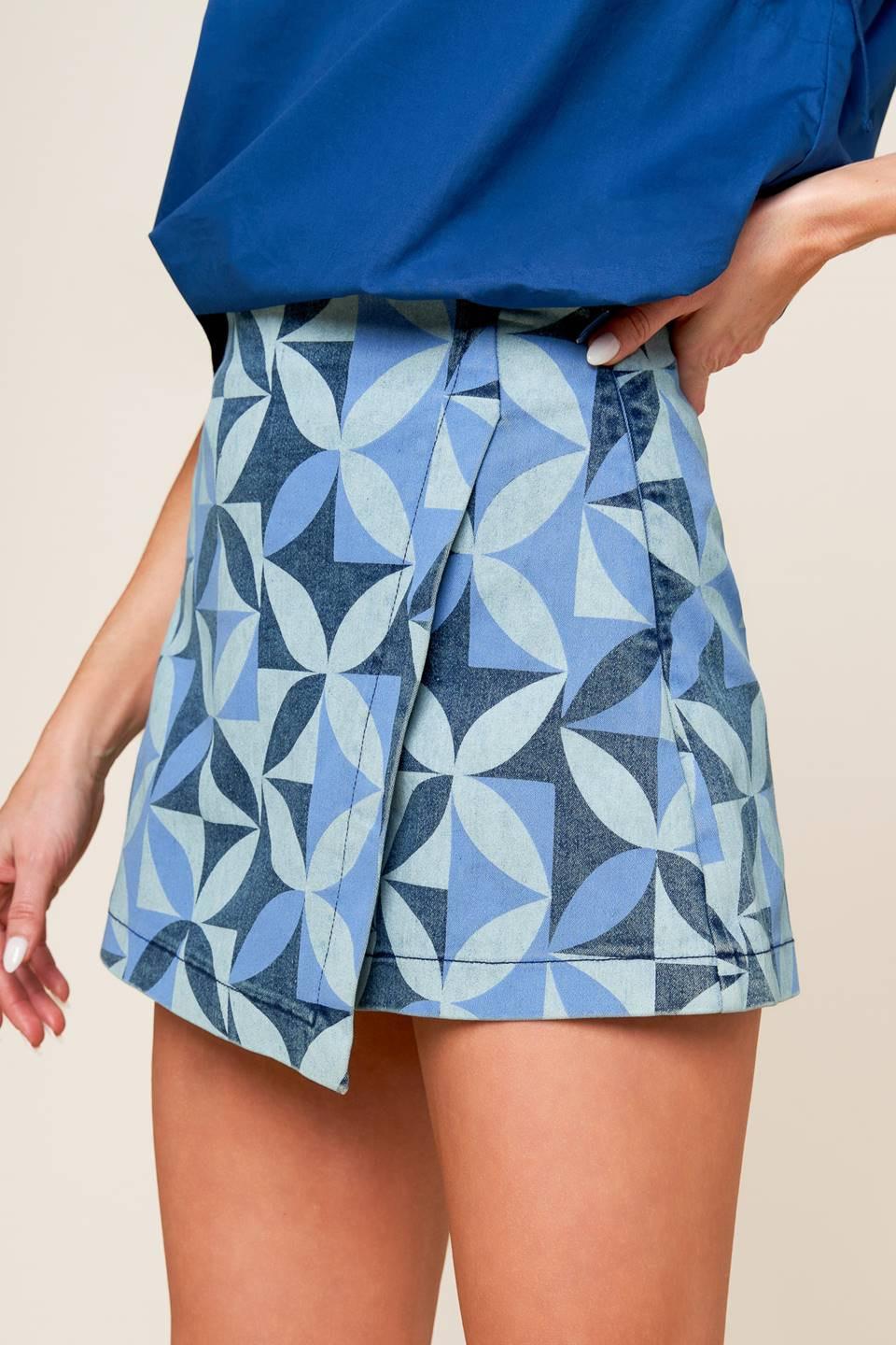 Enticing Darling Blue Denim Skort, view 5 — Soul Flow Apparel