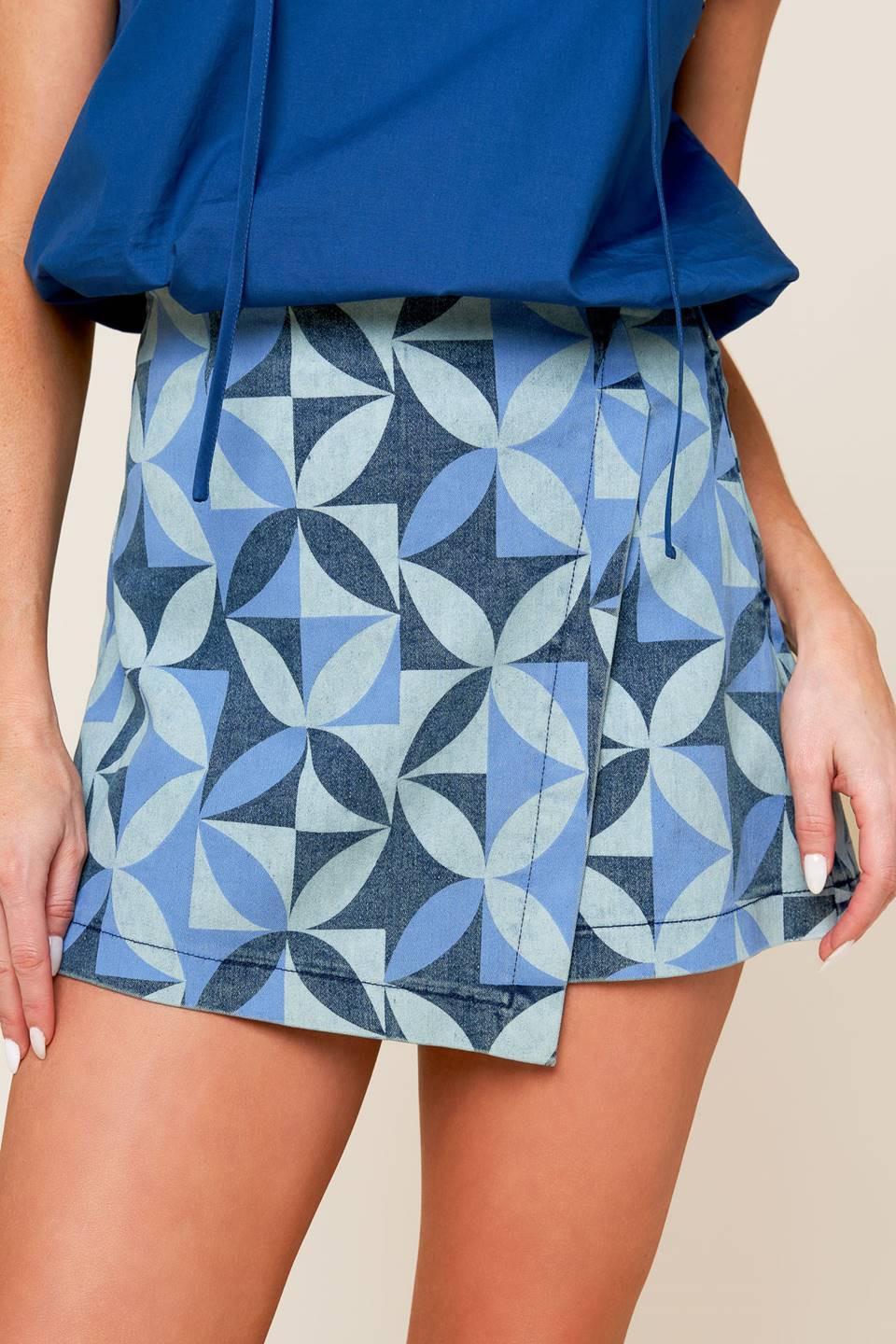 Enticing Darling Blue Denim Skort, view 6 — Soul Flow Apparel