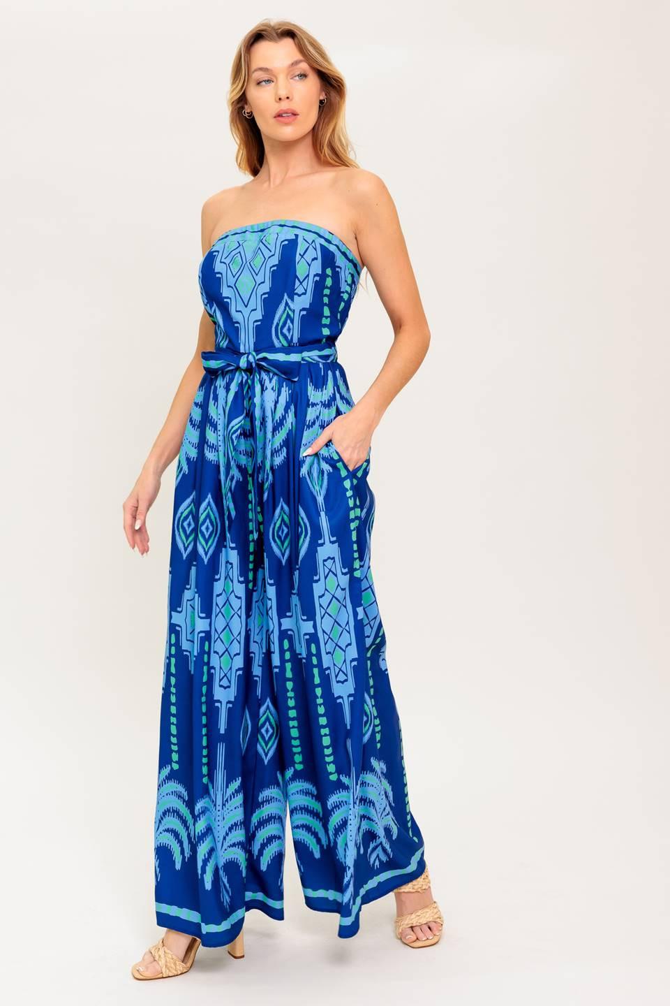 Chasing Magic Woven Jumpsuit in navy blue, view 2 — Soul Flow Apparel