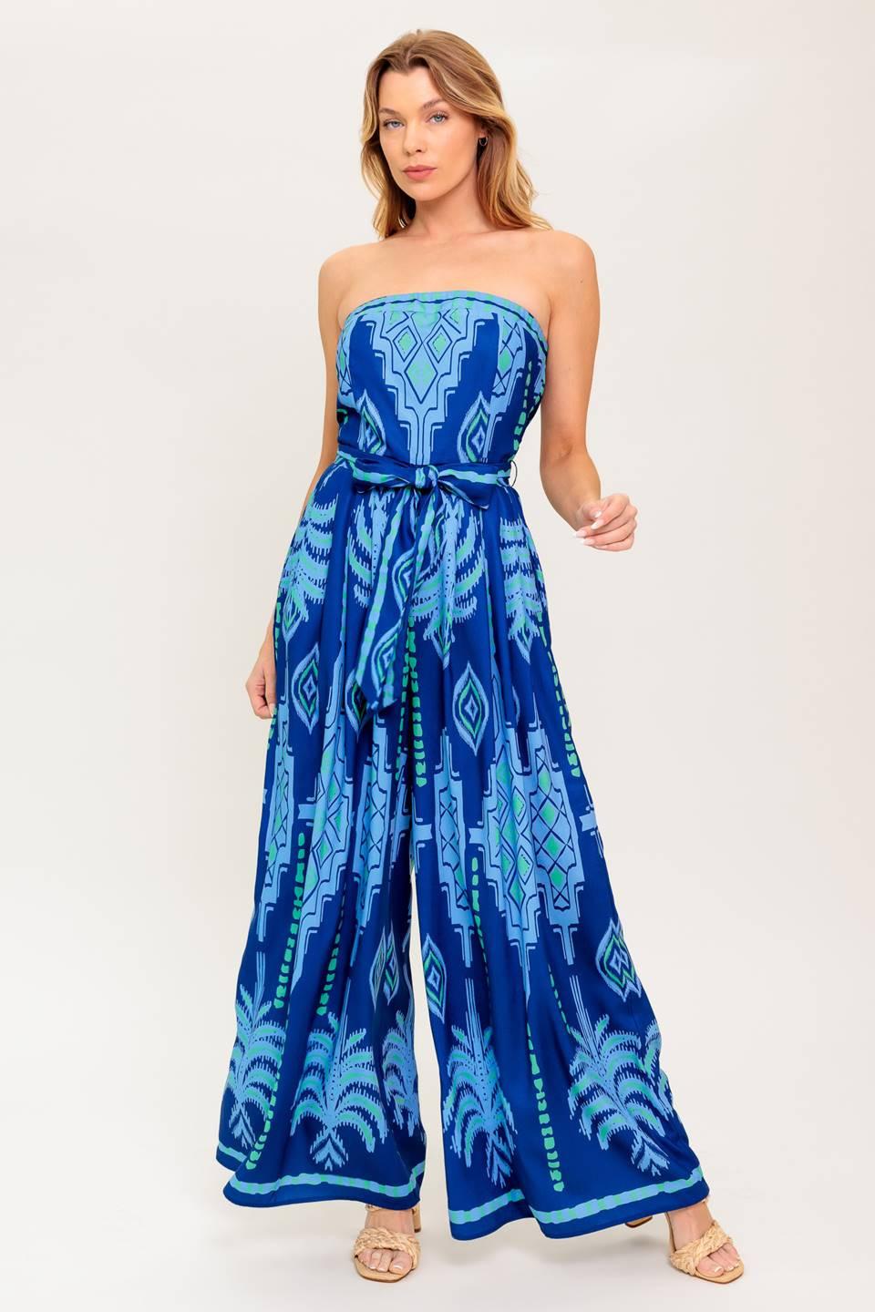 Chasing Magic Woven Jumpsuit in navy blue, view 3 — Soul Flow Apparel