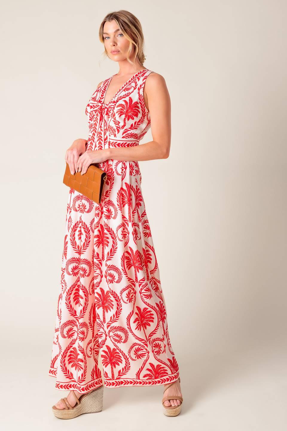 Colette Dream Red Woven Jumpsuit in ivory, view 5 — Soul Flow Apparel