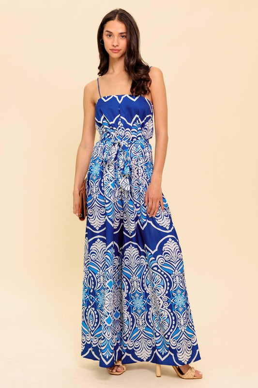 Hit the Breeze Woven Jumpsuit in navy blue, view 1 — Soul Flow Apparel