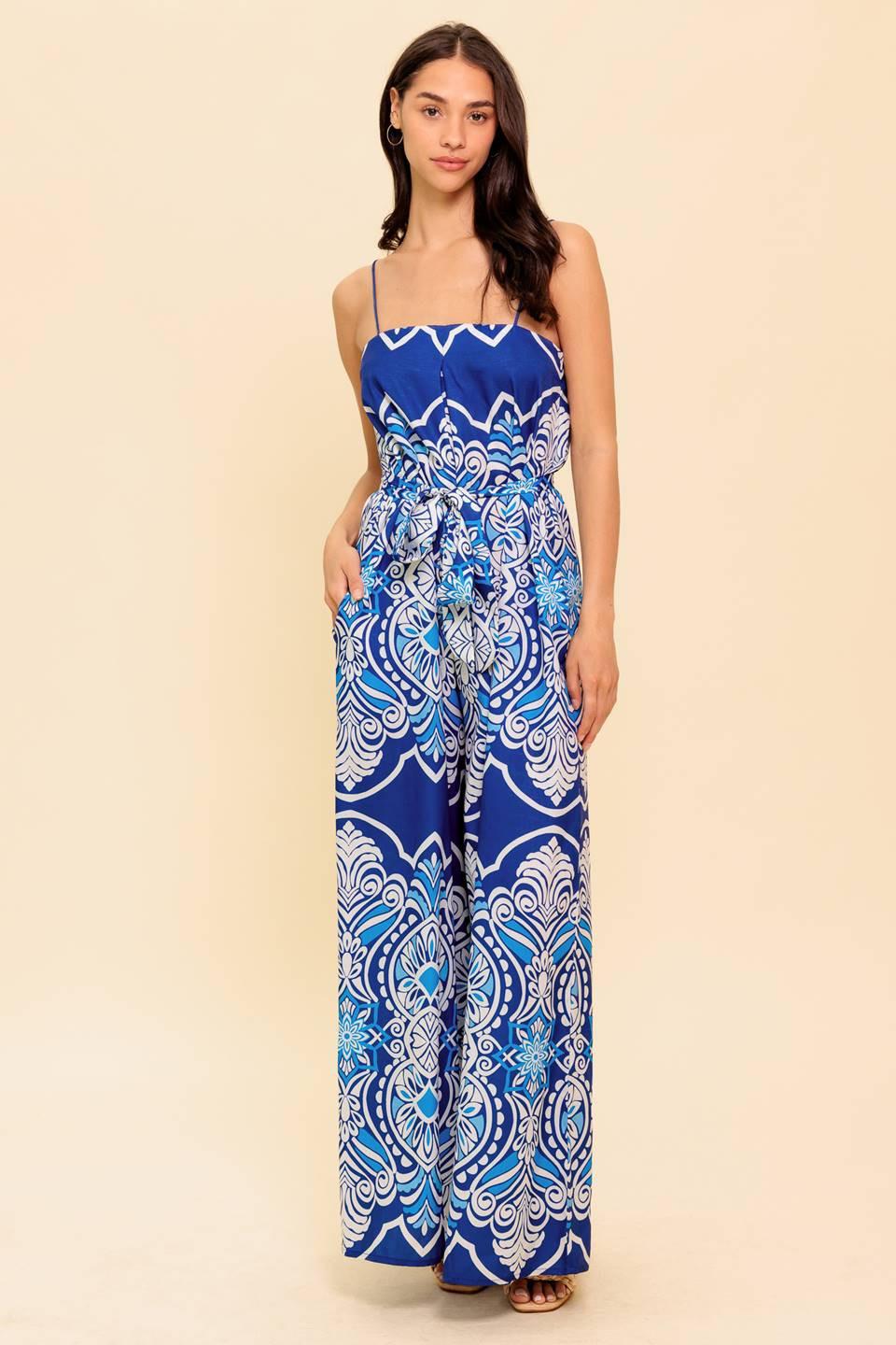 Hit the Breeze Woven Jumpsuit in navy blue, view 5 — Soul Flow Apparel
