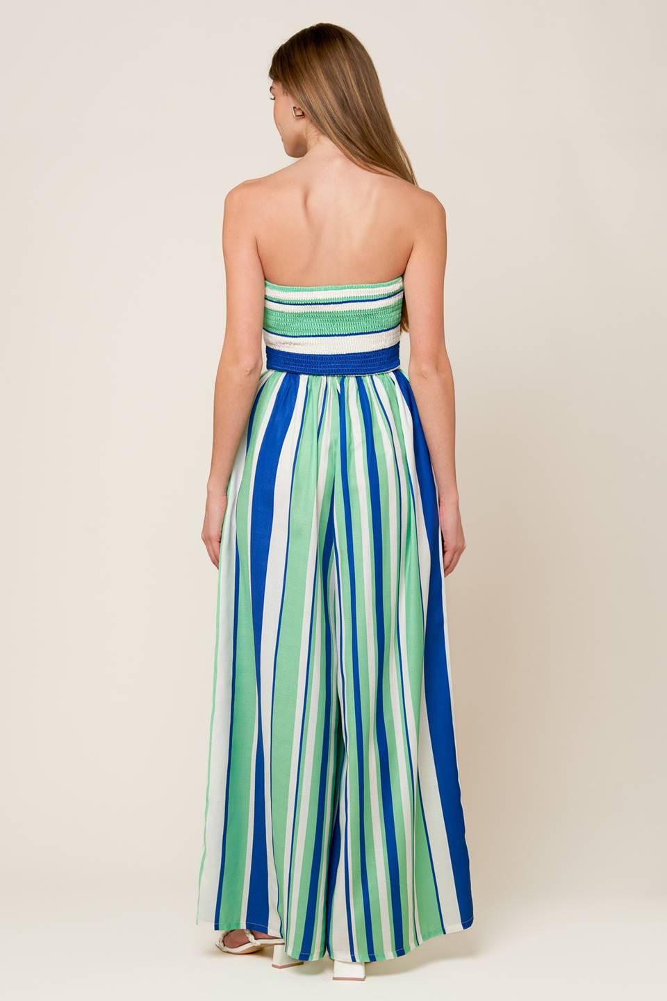 Riverside Sips Woven Jumpsuit in navy green, view 6 — Soul Flow Apparel