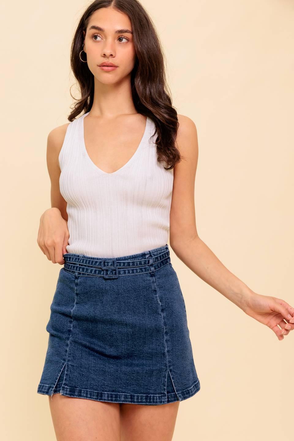 Sunday Afternoons Medium Indigo Skort, view 2 — Soul Flow Apparel