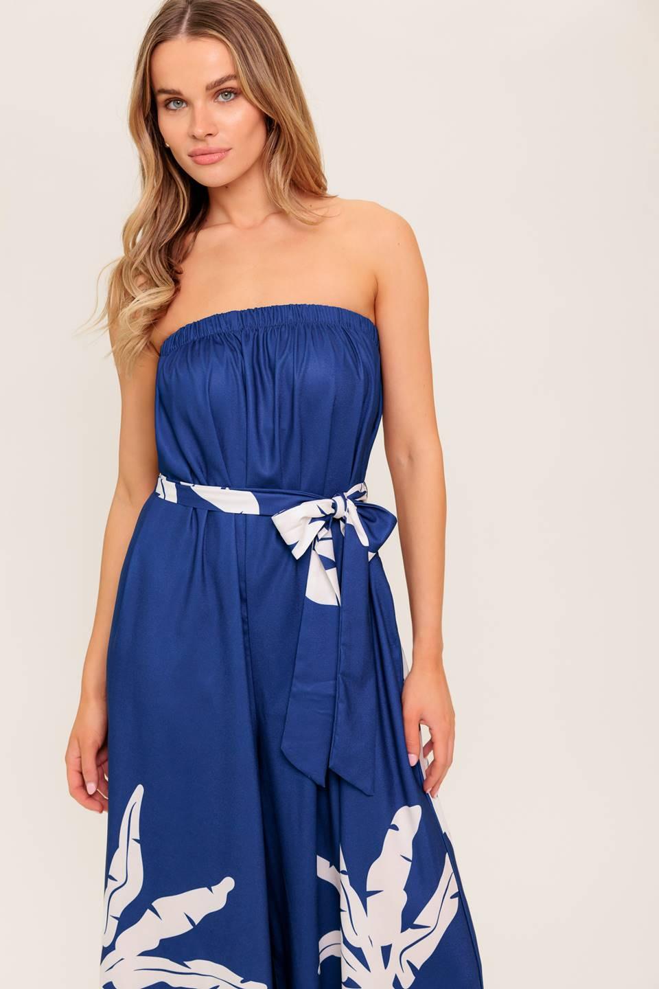 Serene Days Navy Woven Jumpsuit in white, view 6 — Soul Flow Apparel