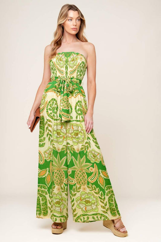Cameron Meadow Green Woven Jumpsuit, view 1 — Soul Flow Apparel