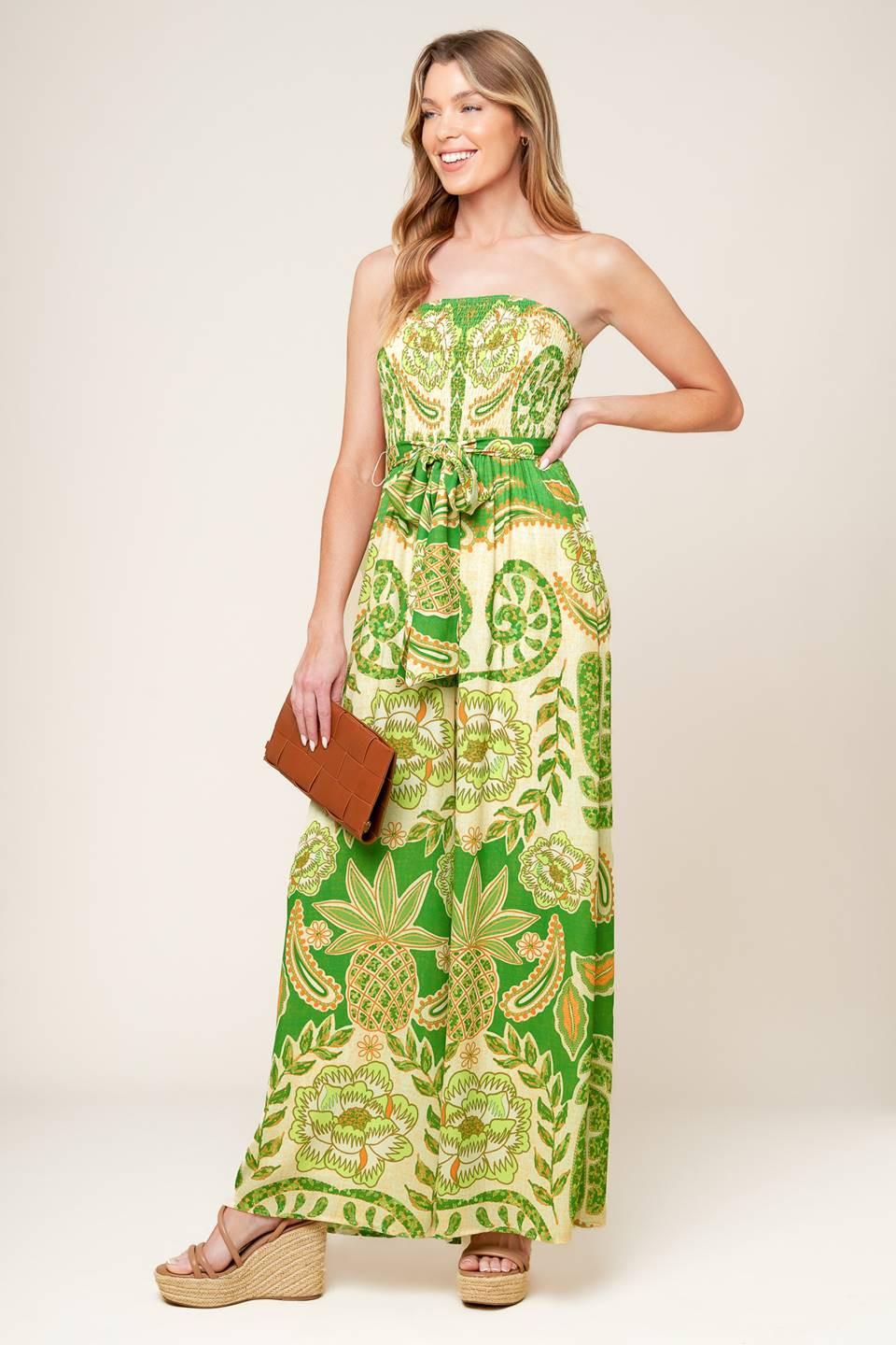 Cameron Meadow Green Woven Jumpsuit, view 3 — Soul Flow Apparel