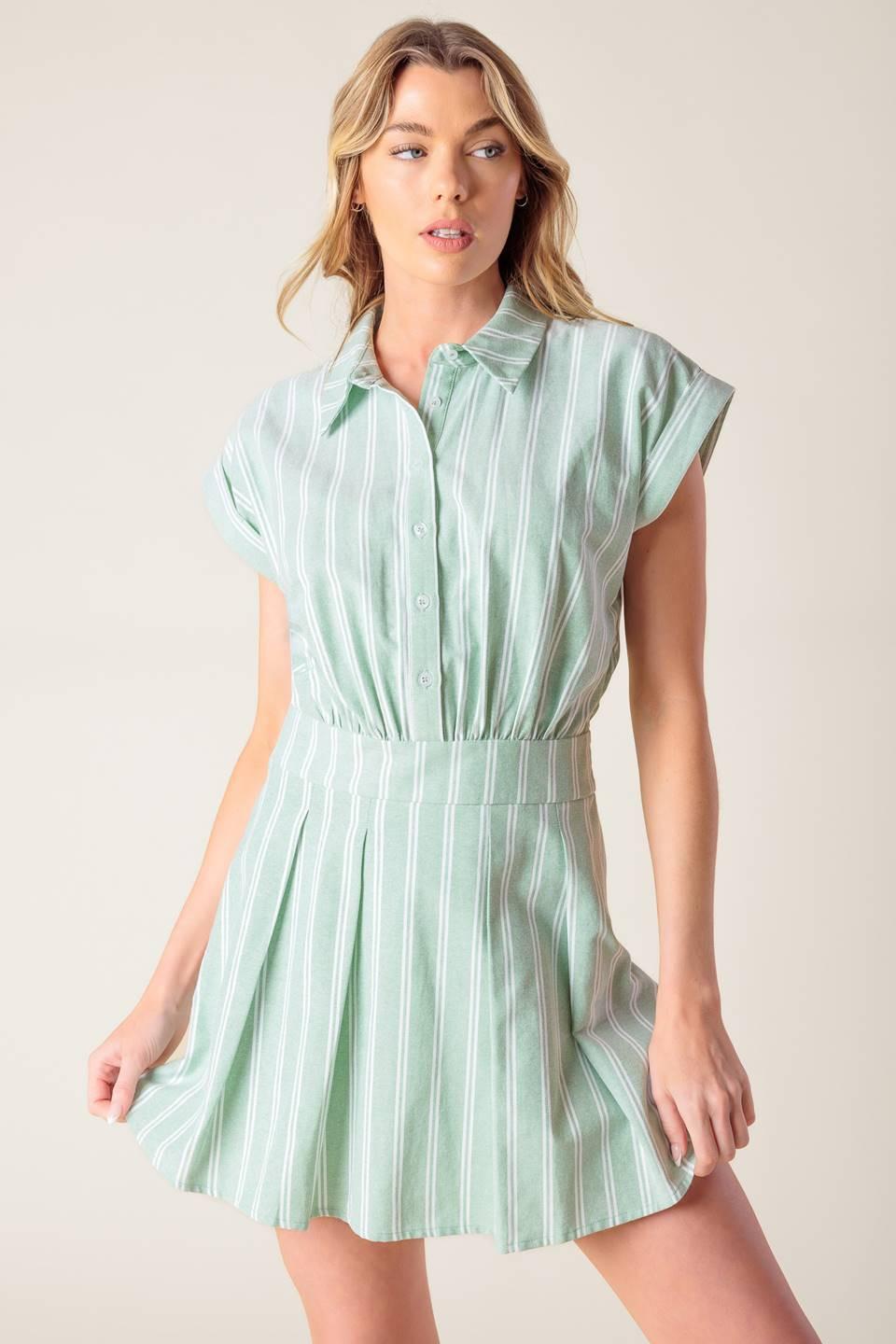 Bridget La France Woven Romper in sage, view 5 — Soul Flow Apparel