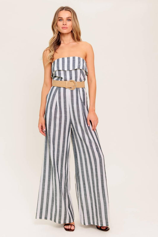 Urban Soul Woven Jumpsuit in white charcoal, view 2 — Soul Flow Apparel