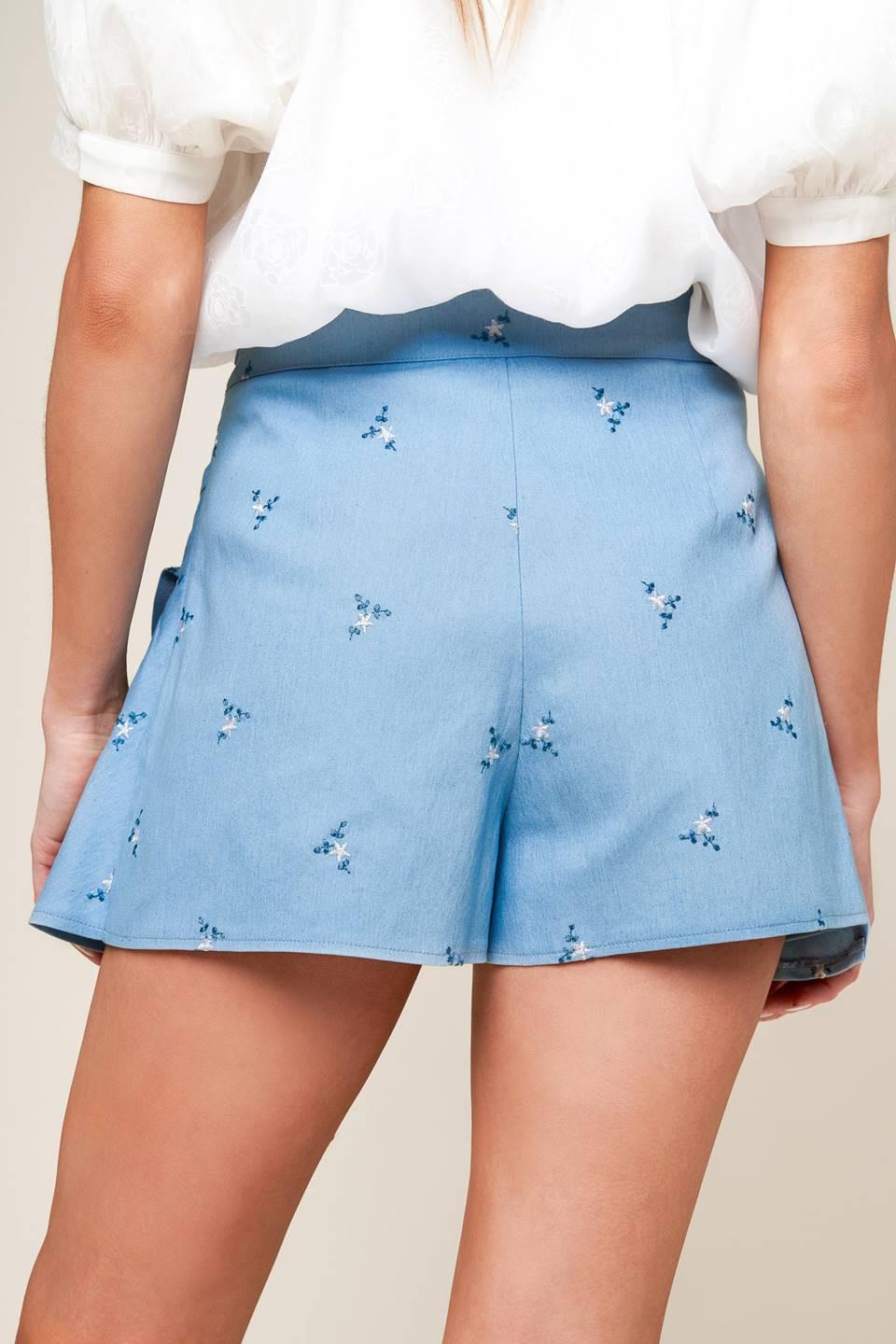 Moment of Clarity Light Indigo Woven Skort, view 6 — Soul Flow Apparel