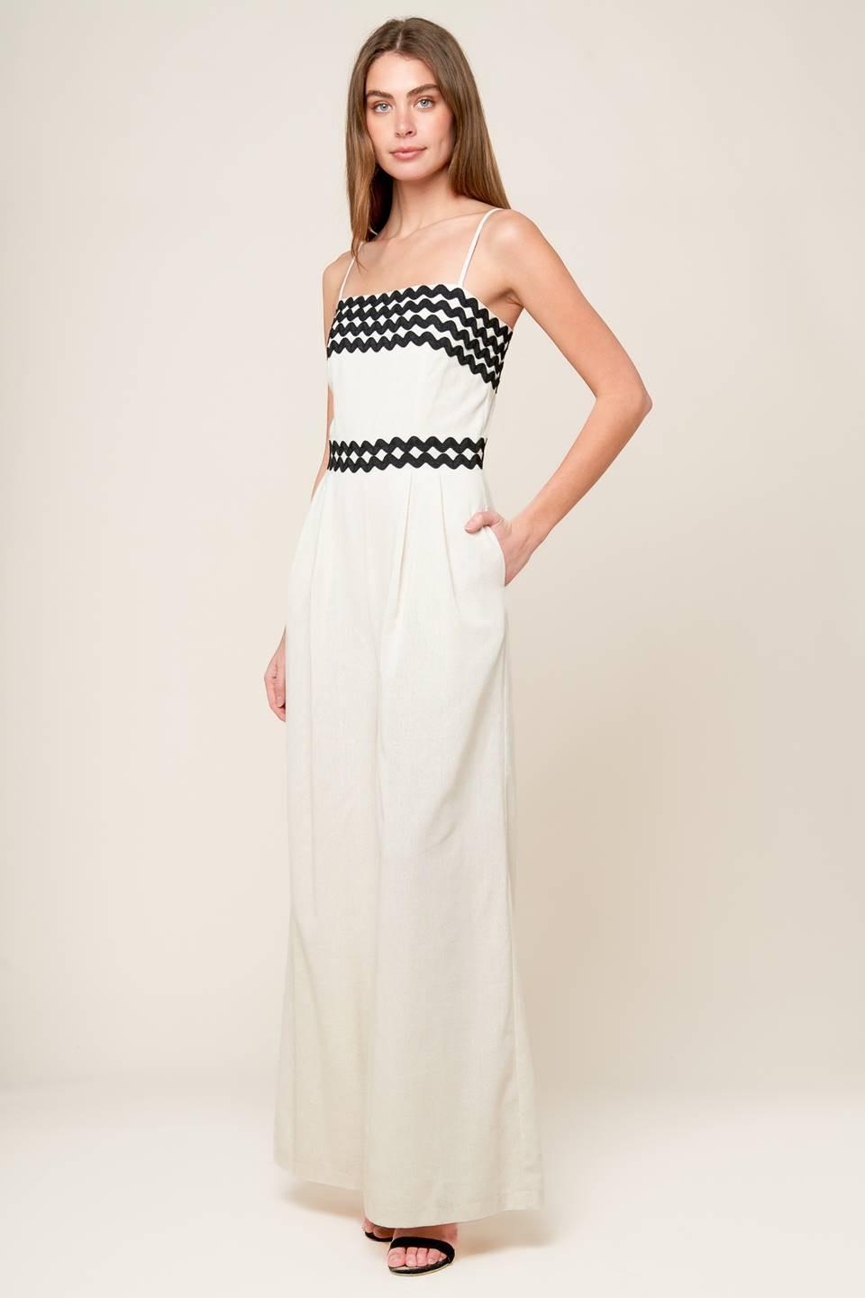 Meet At the Pier Cream Woven Jumpsuit, view 1 — Soul Flow Apparel
