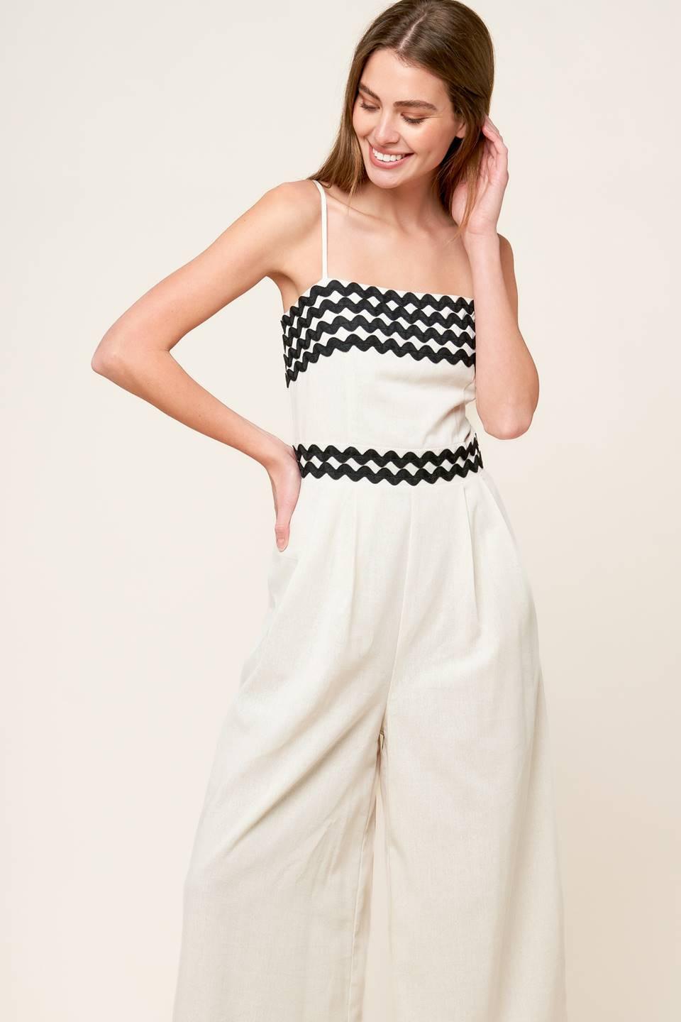 Meet At the Pier Cream Woven Jumpsuit, view 4 — Soul Flow Apparel