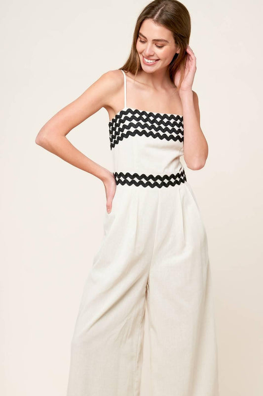 Meet At the Pier Cream Woven Jumpsuit, view 4 — Soul Flow Apparel