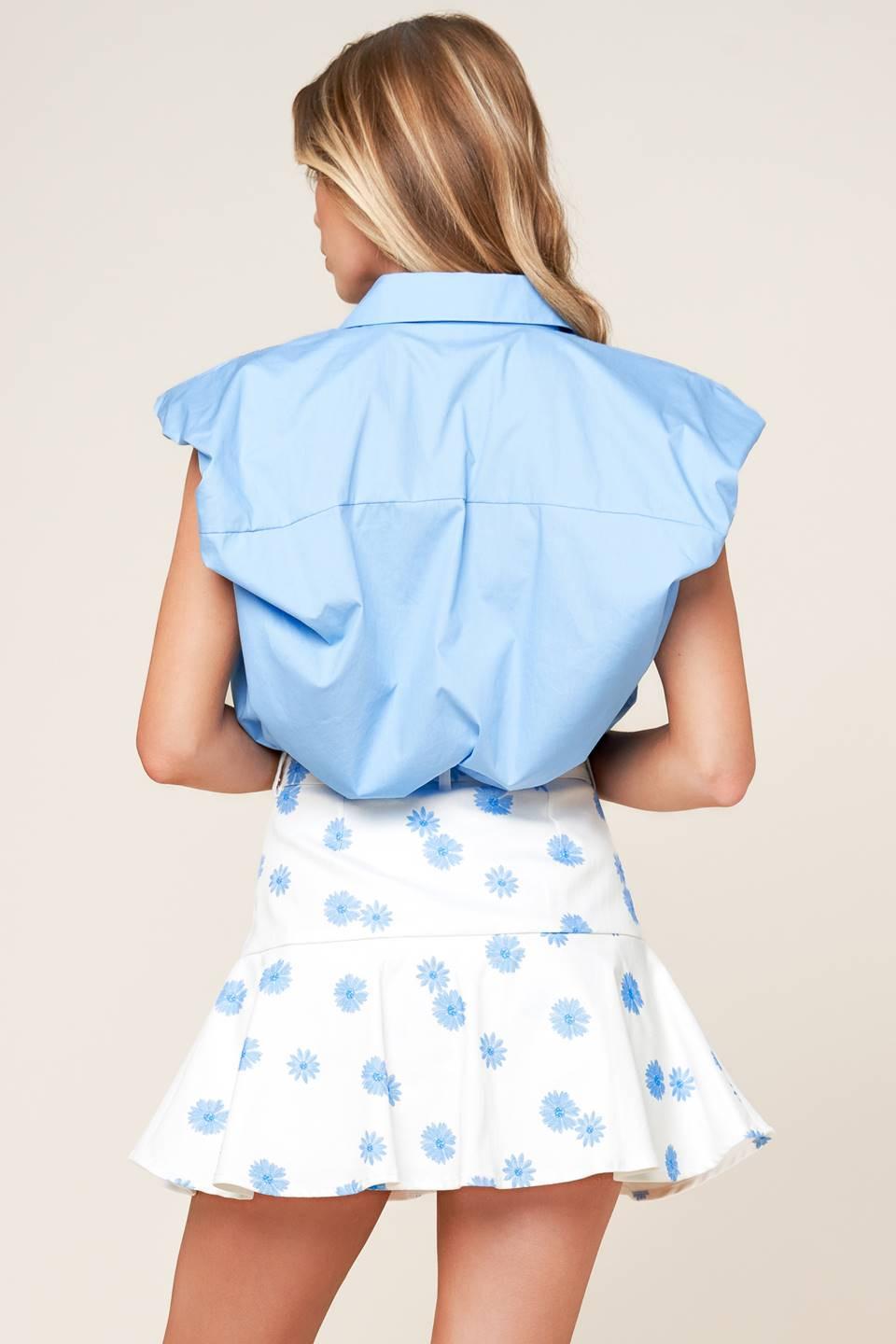 Sincerely Fabulous Woven Skort in white blue, view 3 — Soul Flow Apparel