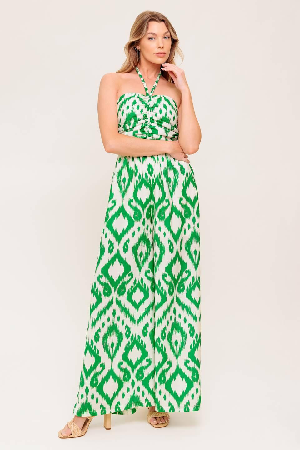 Angelic Touch Green Woven Jumpsuit in ivory, view 1 — Soul Flow Apparel