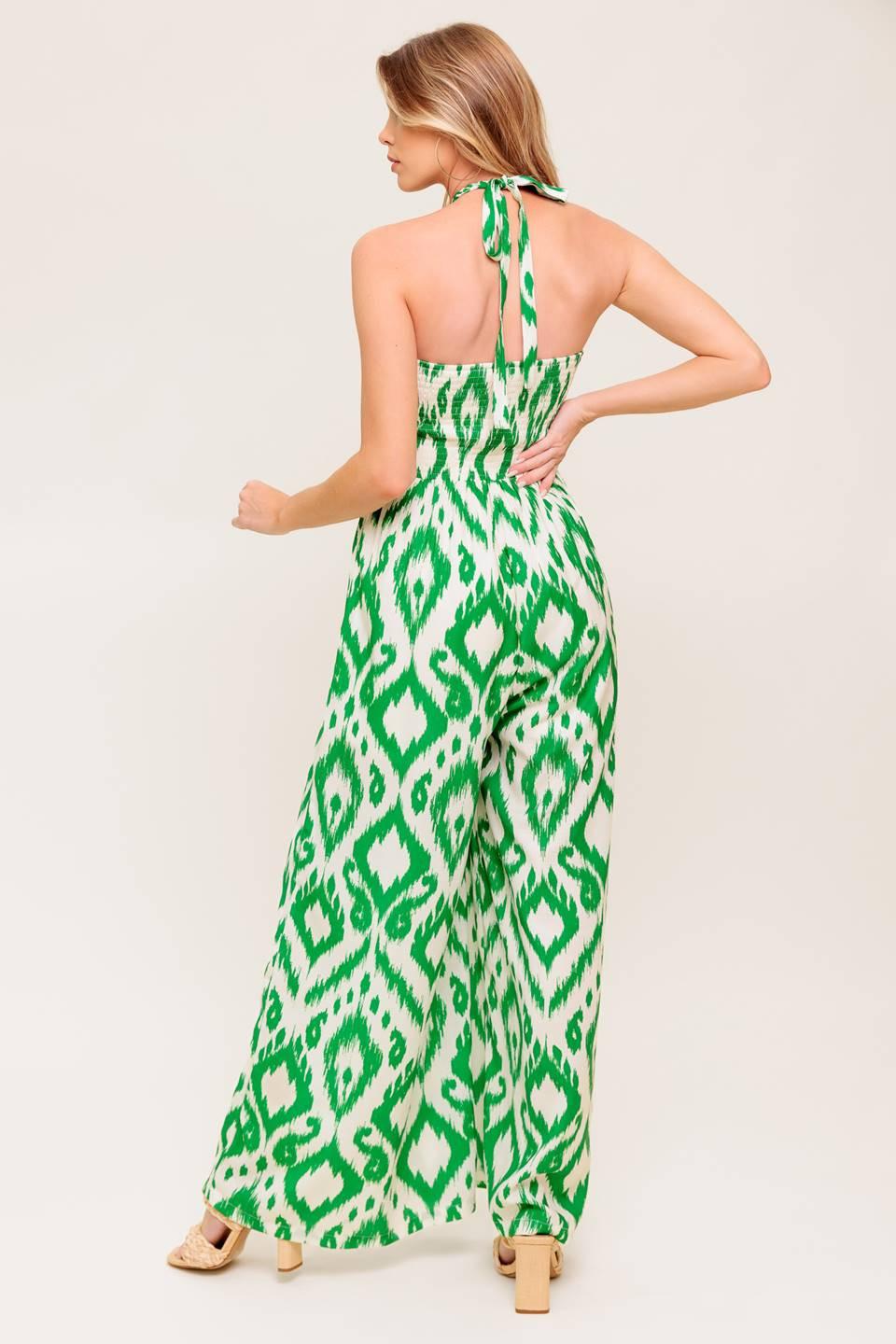 Angelic Touch Green Woven Jumpsuit in ivory, view 7 — Soul Flow Apparel