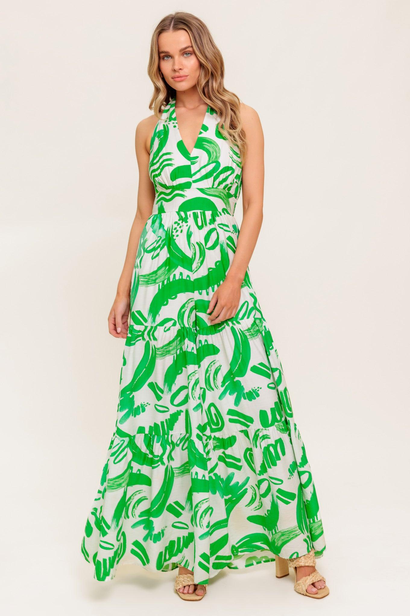 Garden Whisper Green Woven Jumpsuit in ivory, view 2 — Soul Flow Apparel