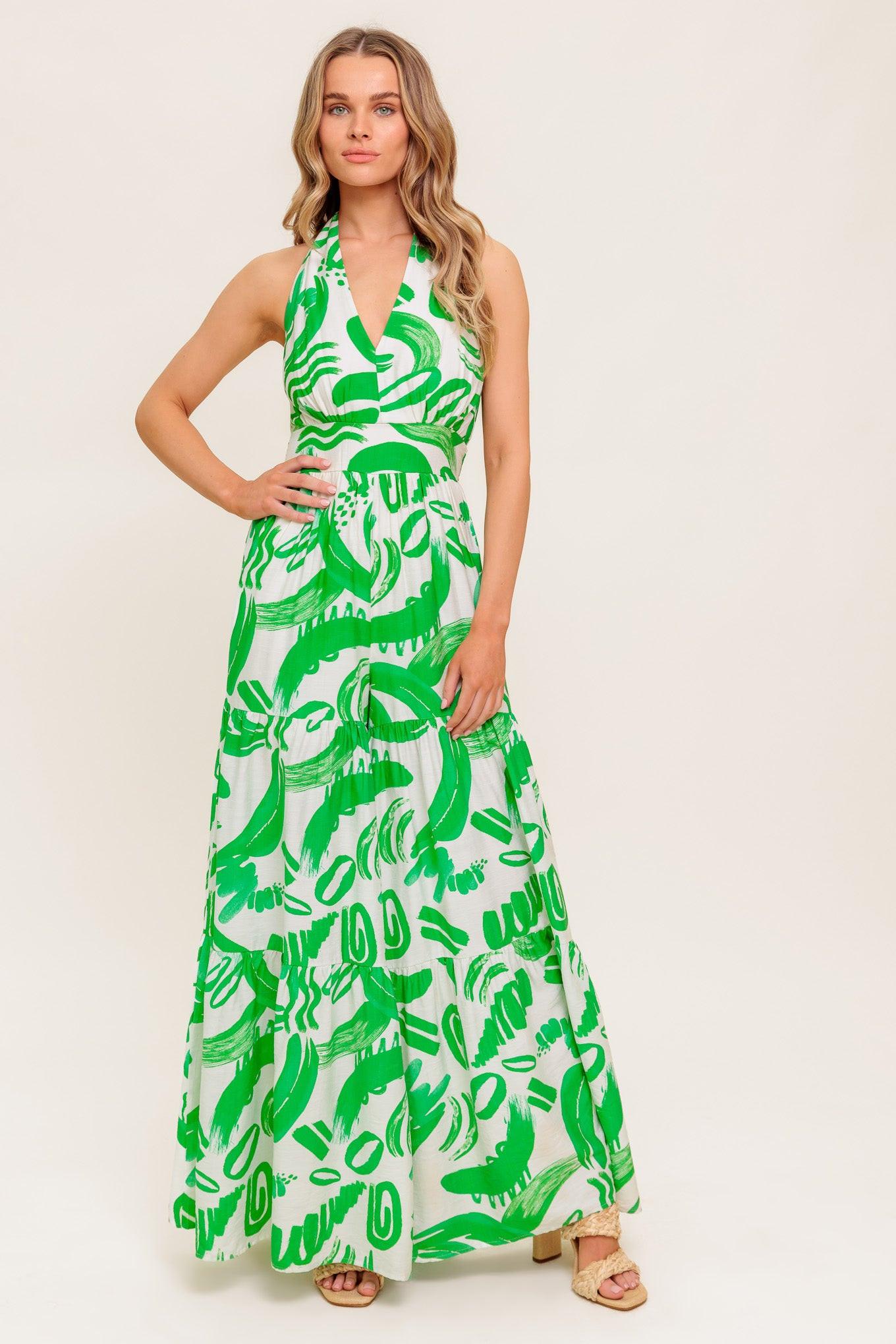 Garden Whisper Green Woven Jumpsuit in ivory, view 3 — Soul Flow Apparel