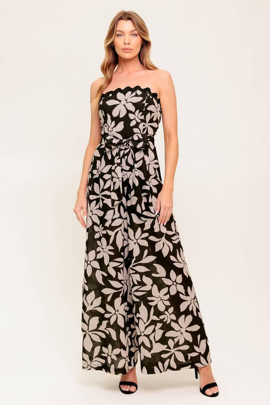 Dreamy Elegance Black Woven Jumpsuit, view 1 — Soul Flow Apparel