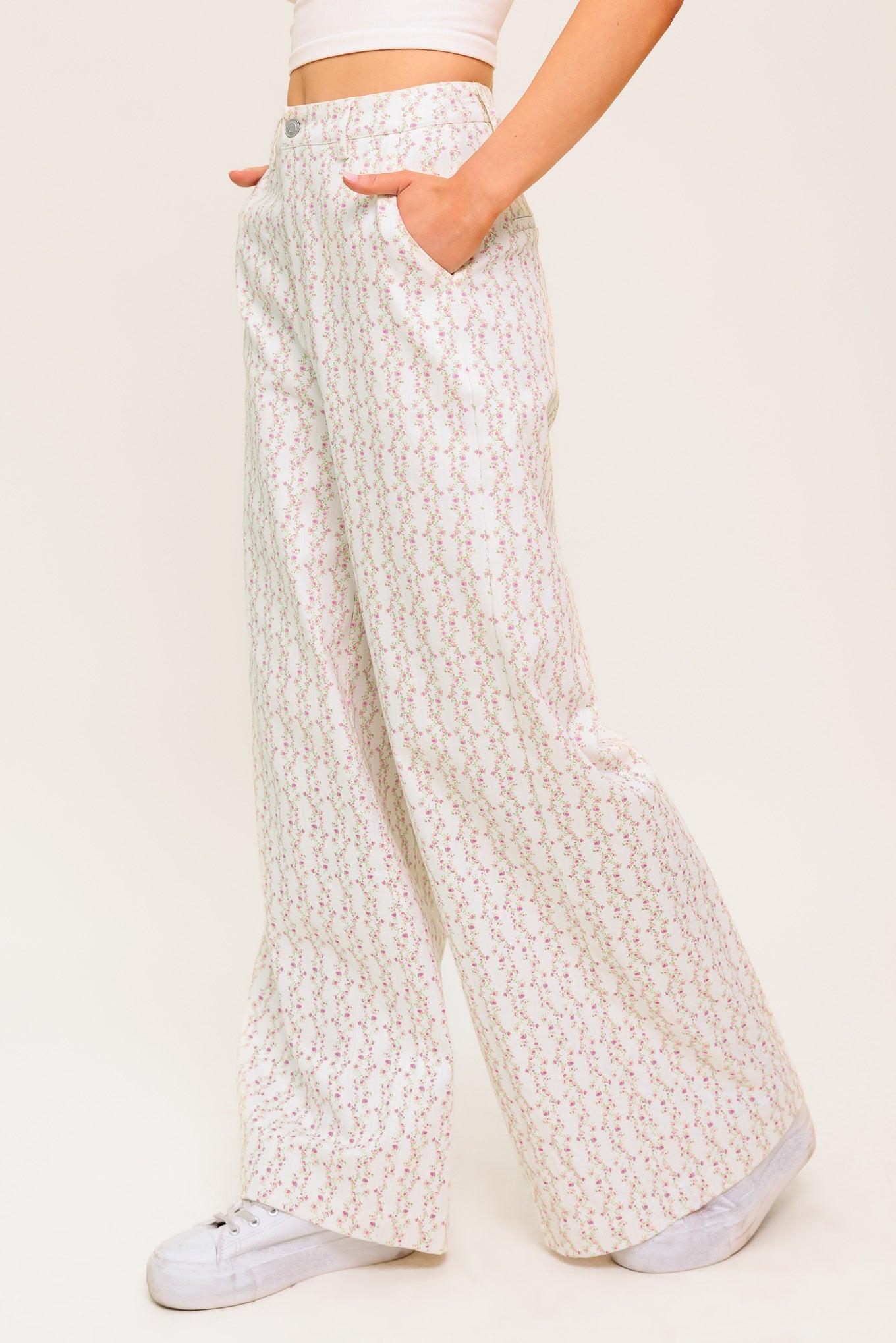 Citrus Flow Ivory Woven Pants, view 5 — Soul Flow Apparel