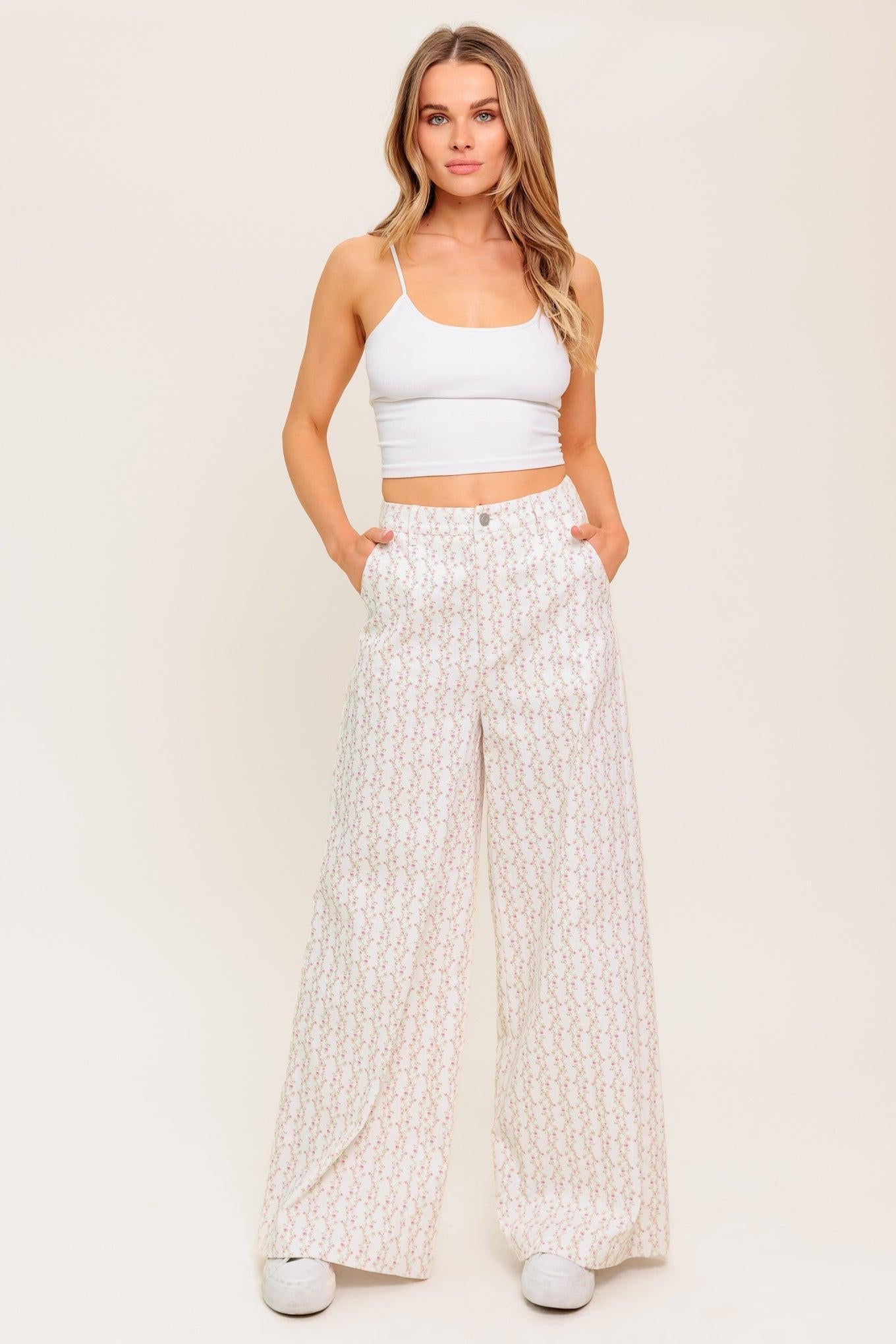 Citrus Flow Ivory Woven Pants, view 6 — Soul Flow Apparel