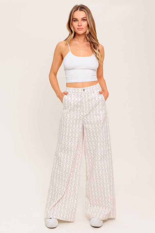 Citrus Flow Ivory Woven Pants, view 6 — Soul Flow Apparel