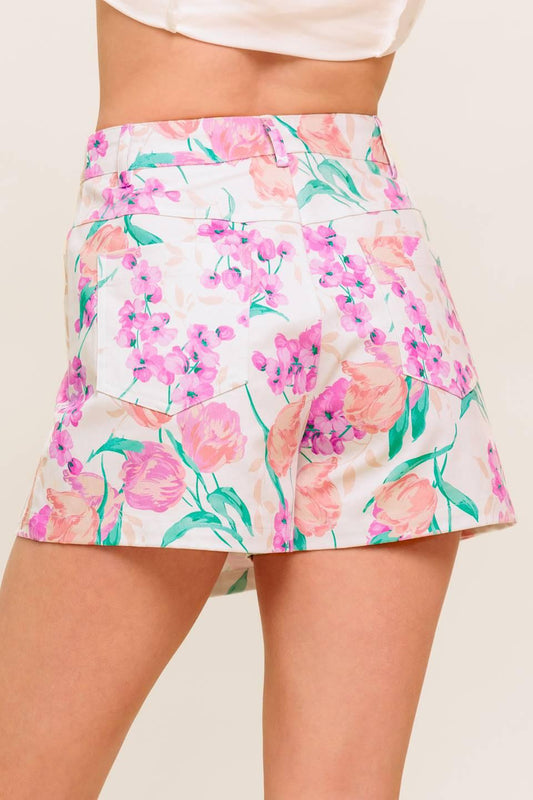 Rosewood Story Woven Skort in ivory, view 5 — Soul Flow Apparel