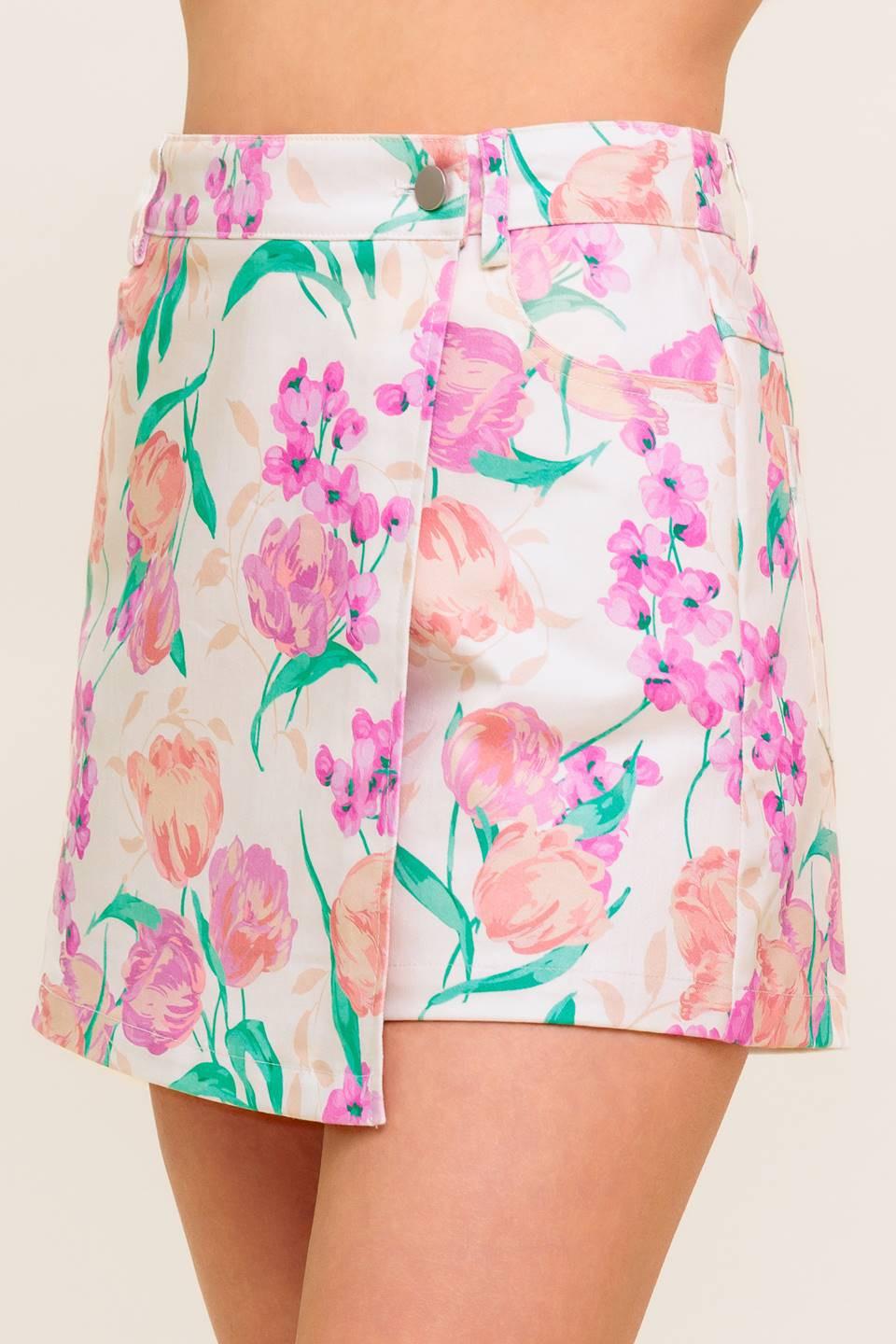 Rosewood Story Woven Skort in ivory, view 7 — Soul Flow Apparel