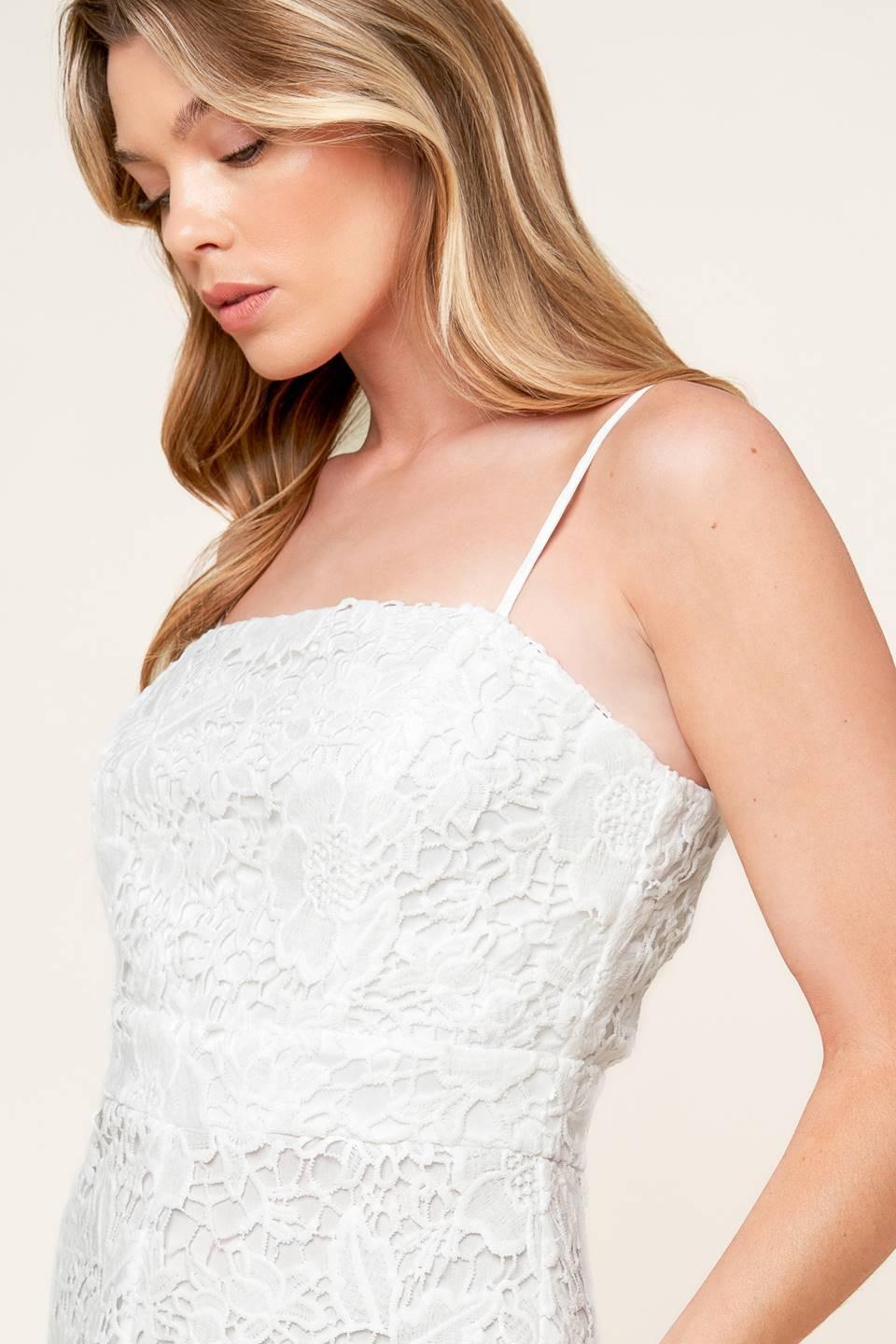 Just Enough Off White Woven Lace Jumpsuit in off-white, view 6 — Soul Flow Apparel