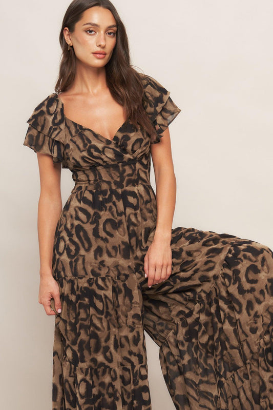 Wild Temptation Woven Jumpsuit in leopard, view 7 — Soul Flow Apparel