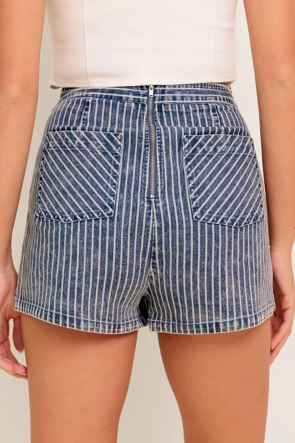 Ocean Bliss Denim Skort in blue white, view 7 — Soul Flow Apparel