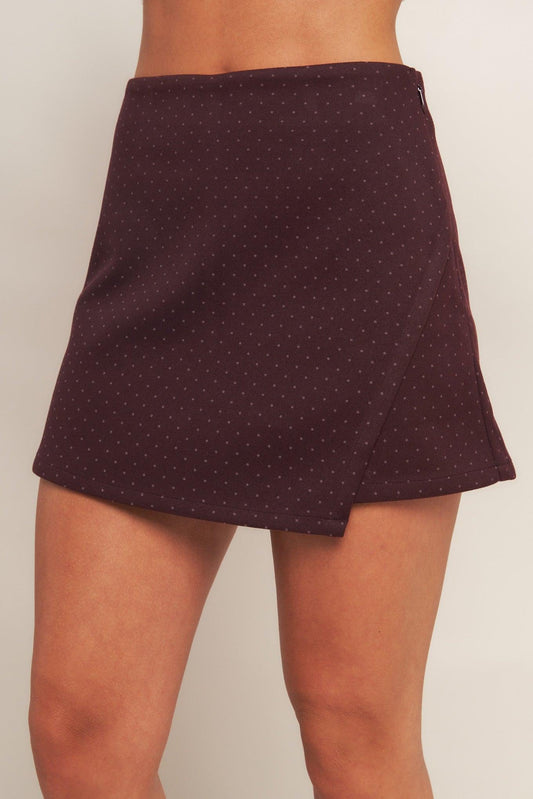 French Girl Woven Skort in burgundy, view 7 — Soul Flow Apparel